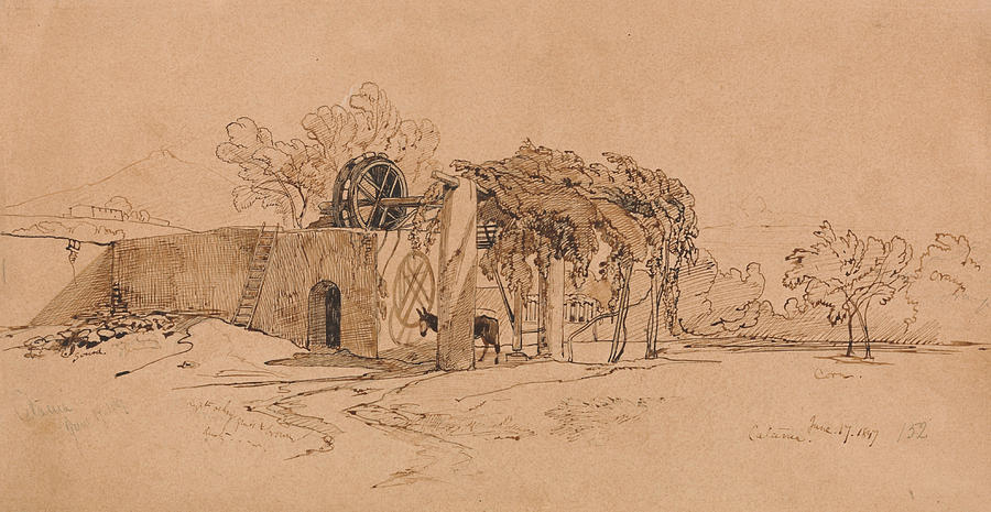 Catania Drawing by Edward Lear