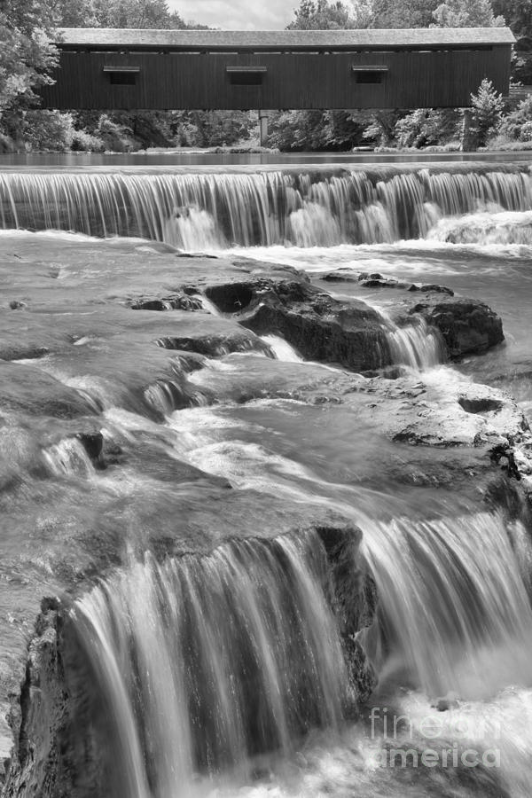 Cataract Falls Bridge Portrait Black And White Photograph by Adam Jewell