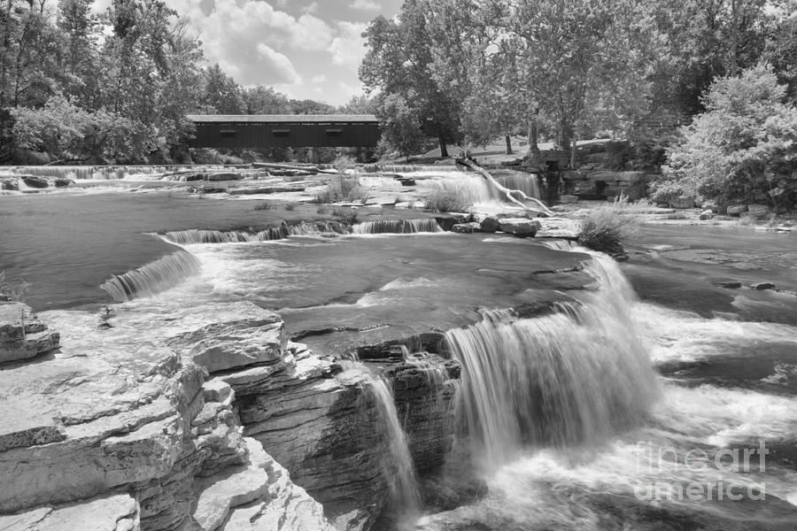 Cataract Falls Endless Cascades Black And White Photograph by Adam Jewell