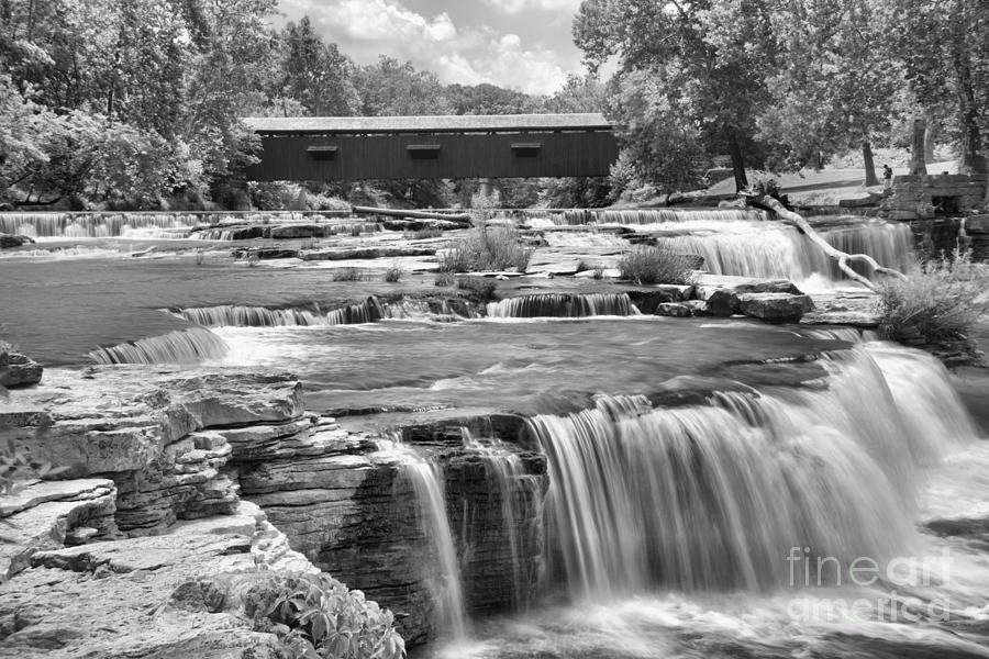 Cataract Falls Scenic Cascades Black And White Photograph by Adam Jewell