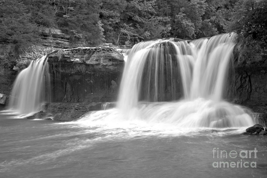 Cataract Falls Triple Plunge Black And White Photograph by Adam Jewell