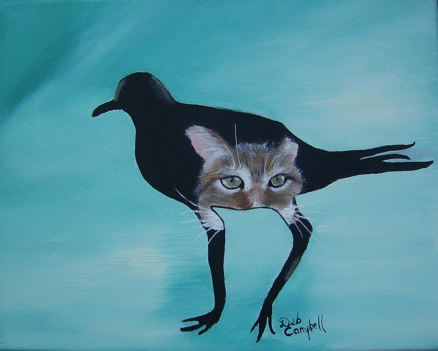 Catbird Painting by Debra Campbell