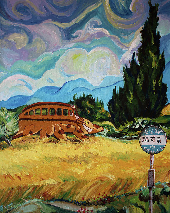 Vincent Van Gogh Painting - Catbus VanGogh by Tracy Workman