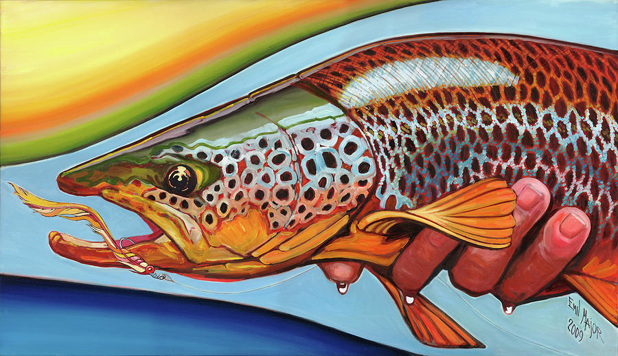 Catch & Release Trout Fly Fishing Art Art Print