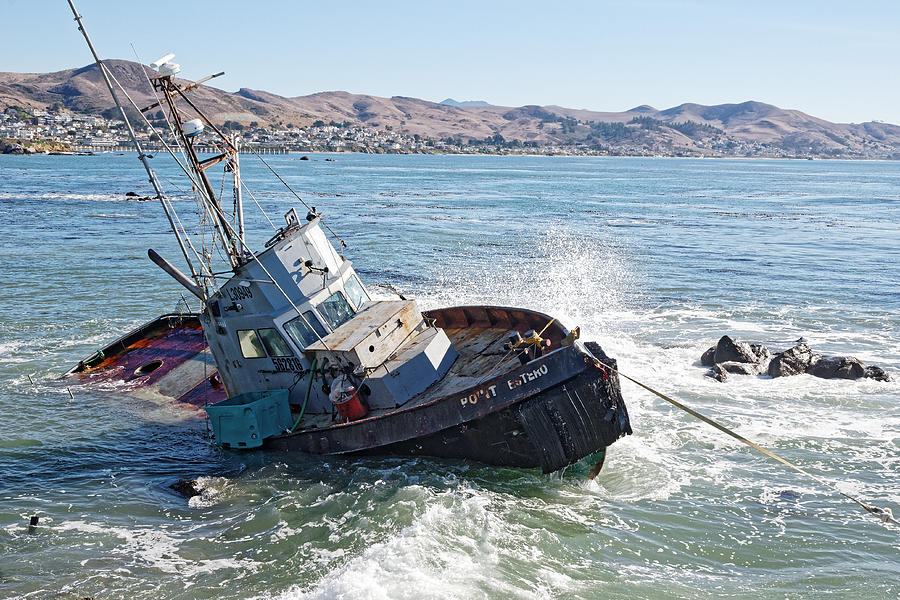 Catch of the Day -- Abandoned Fishing Boat in Cayucos, California Photograph by Darin Volpe