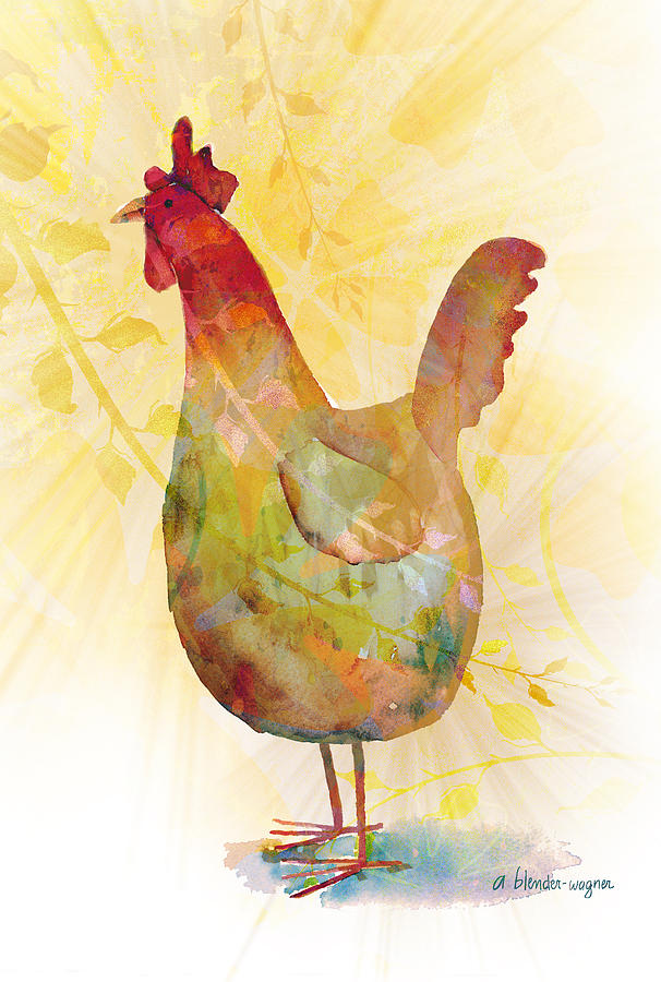 Rooster Mixed Media - Catching Some Rays by Arline Wagner