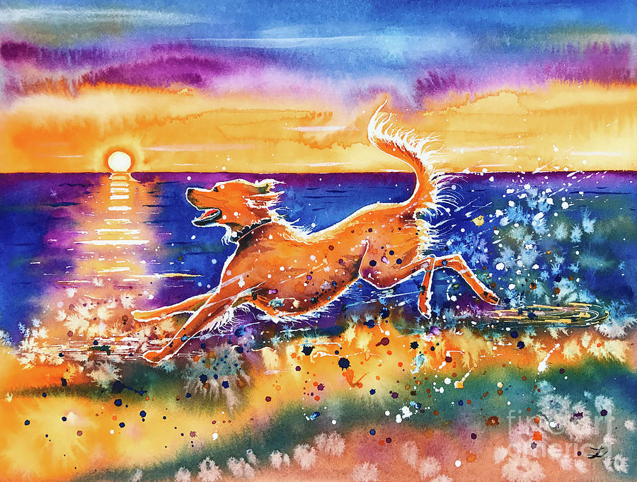 Dog Painting - Catching the Sun by Zaira Dzhaubaeva