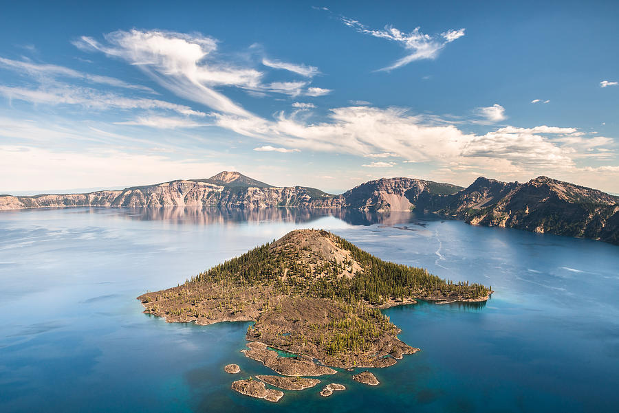 Crater Lake and Wizard Island - color Photograph by Alexander Kunz