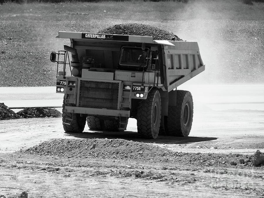 Caterpillar On The Run .. 775E Rock Truck BW001 Photograph by Jor Cop Images