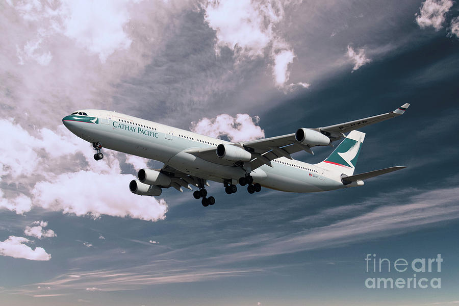 Cathay Pacific Airbus A340-313X Digital Art by Airpower Art