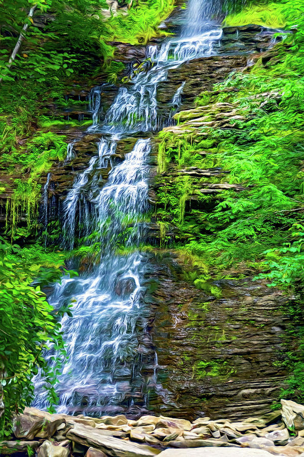 Summer Photograph - Cathedral Falls 5 - Paint by Steve Harrington