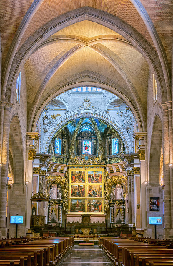 Joan Carroll Photograph - Cathedral Interior Valencia Spain by Joan Carroll