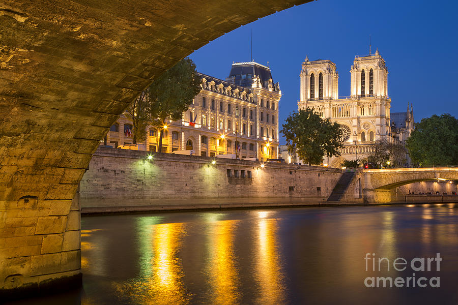 Cathedral Notre Dame and River Seine - Paris Photograph by Brian Jannsen