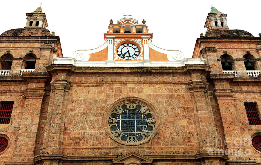 Cathedral of Cartagena Clock Photograph by John Rizzuto