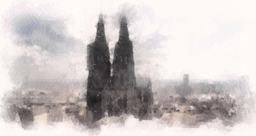 Bird Mixed Media - Cathedral of Cologne by Susan Maxwell Schmidt