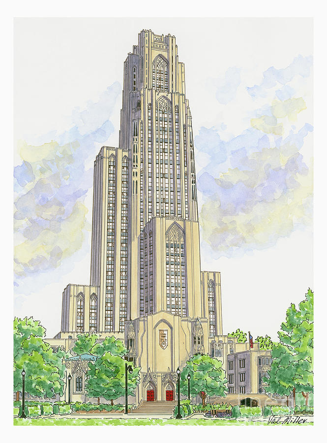 Cathedral of Learning Painting by Val Miller