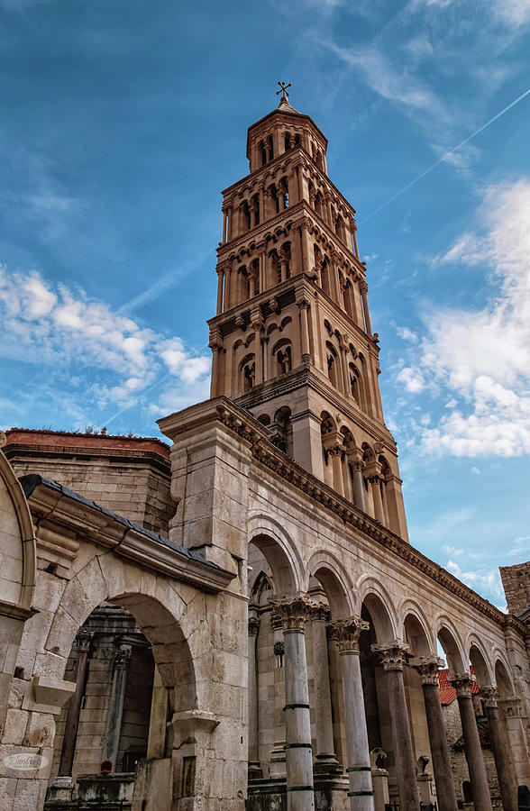 Cathedral of Saint Domnius, Dujam, Duje, bell tower in old town, Photograph by Elenarts - Elena Duvernay photo