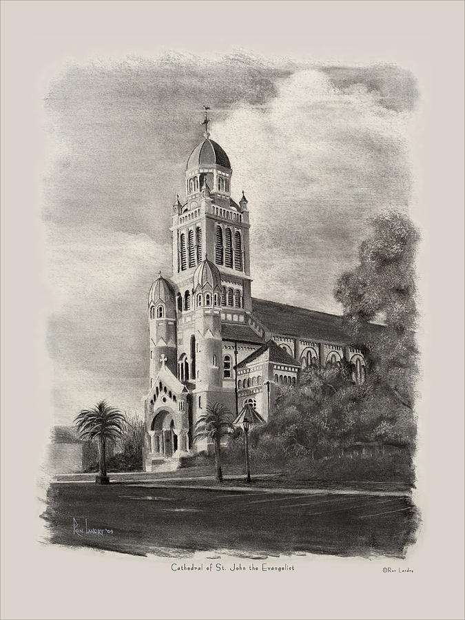 Lafayette Drawing - Cathedral of St John the Evangelist by Ron Landry