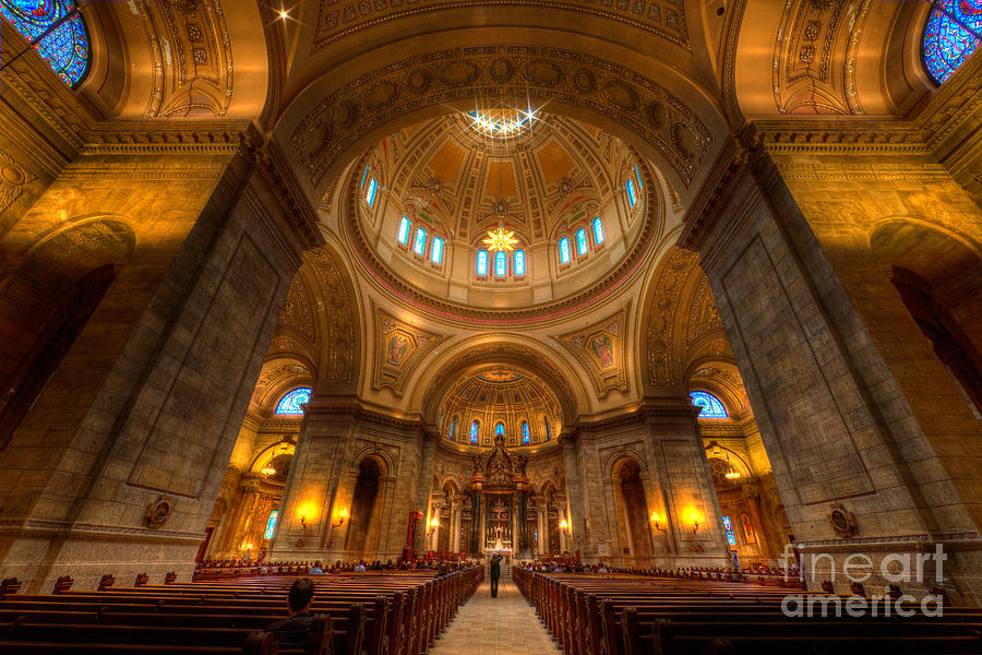 Architecture Photograph - Cathedral of St Paul Wide Interior St Paul Minnesota by Wayne Moran