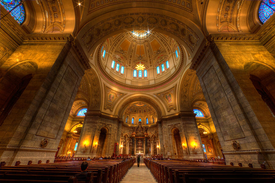 Architecture Photograph - Cathedral of St Paul Wide Interior St Paul Minnesota by Wayne Moran