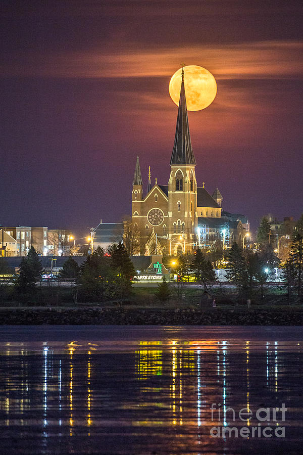 Cathedral of the Immaculate Conception with Full Moon Photograph by Benjamin Williamson