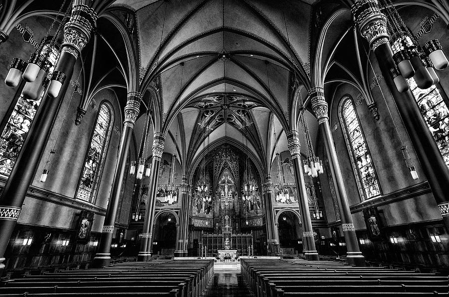Cathedral of the Madeline in Black and W Photograph by Michael Ash