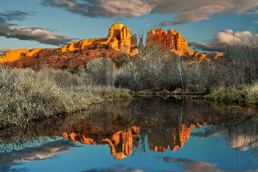 Landscape Photograph - Cathedral Rock Cloud reflection  3 by Tom Clark