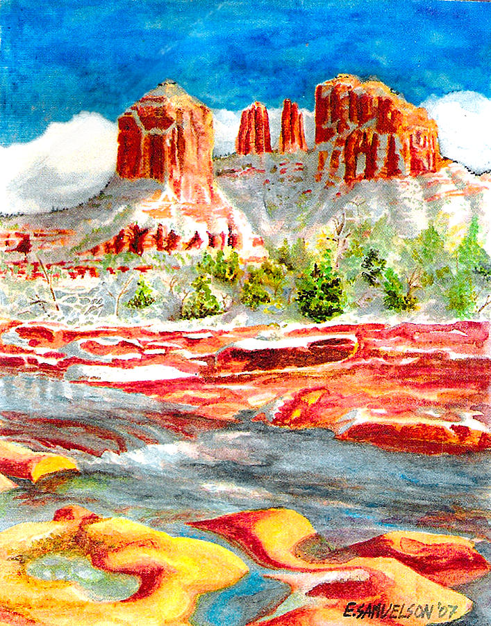 Cathedral Rock Crossing Painting by Eric Samuelson