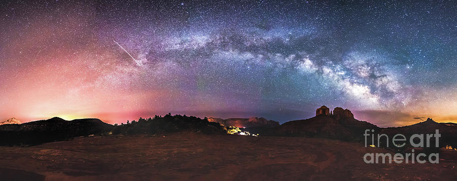 Cathedral Rock Milky Way Panorama Photograph by Robert Loe