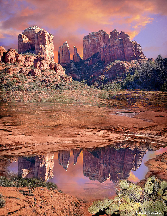 Cathedral Rock Reflected-Sedona Photograph by Robert Michaels