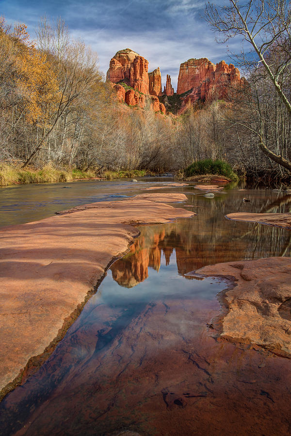 Cathedral Rock Reflection in Oak Creek Photograph by Rick Strobaugh