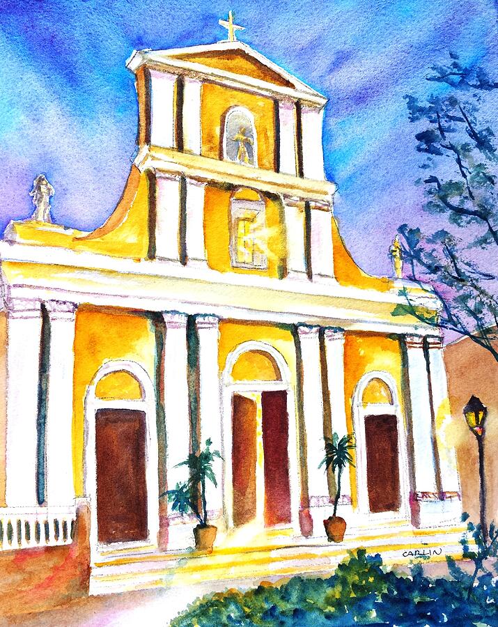 Cathedral San Juan at Dusk Painting by Carlin Blahnik CarlinArtWatercolor