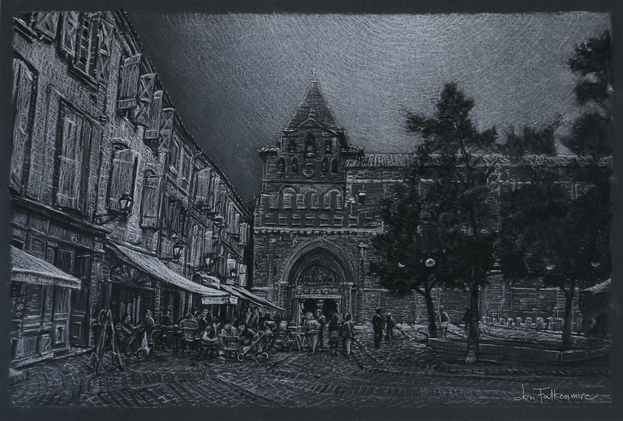 Cathedral Square Moissaic Drawing by Jon Falkenmire