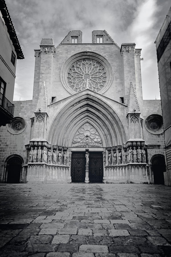 Cathedral Tarragona Spain BW Photograph by Joan Carroll