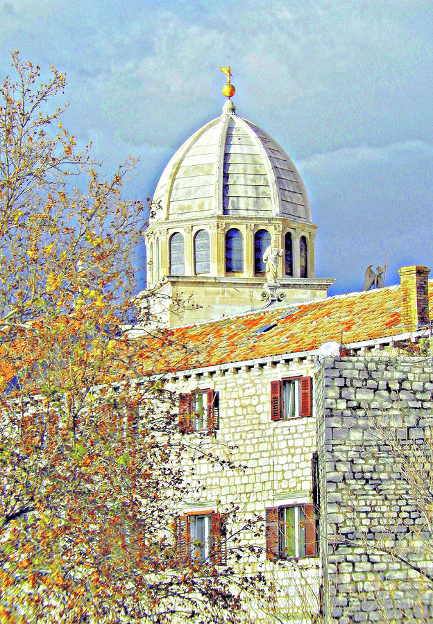 		Cathedral With Tangerine Shutters			 Digital Art by Ann Johndro-Collins