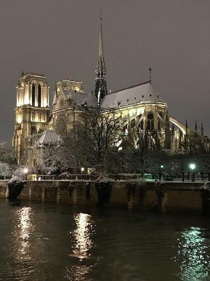 Cathedrale Notre Dame De Paris Winter Night Photograph By William Ellingham