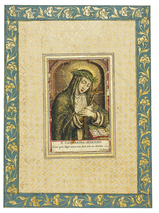 Catherine of Siena engraving Painting by Carel de Mallery