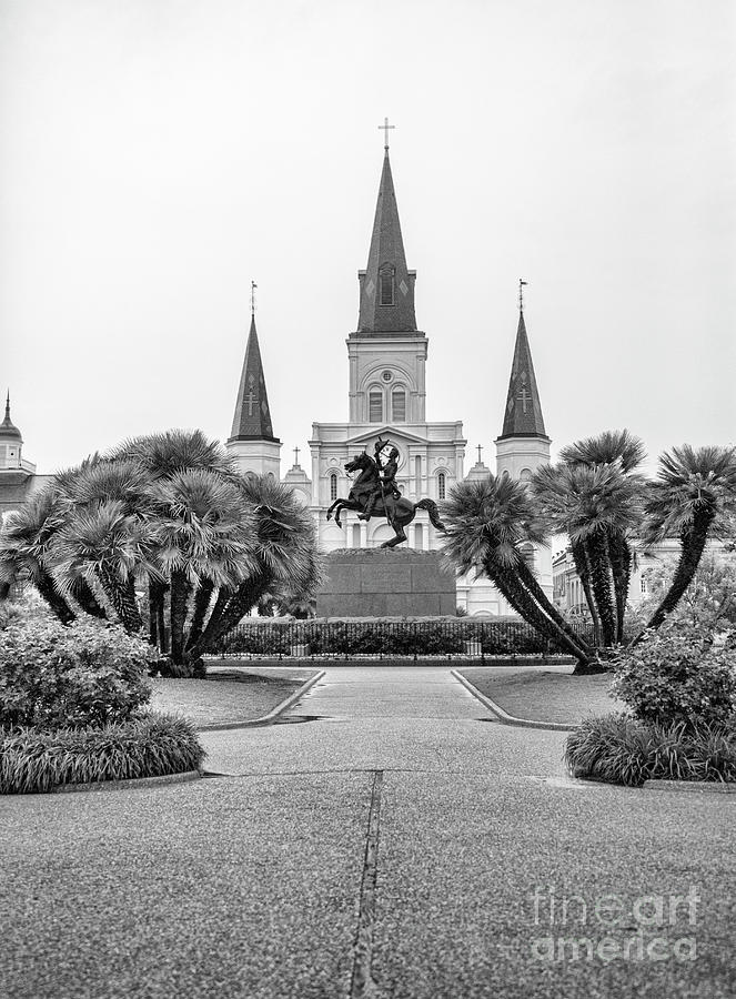 Catholic Basilica Jackson Sq Andrew Jackson New Orleans  Photograph by Chuck Kuhn
