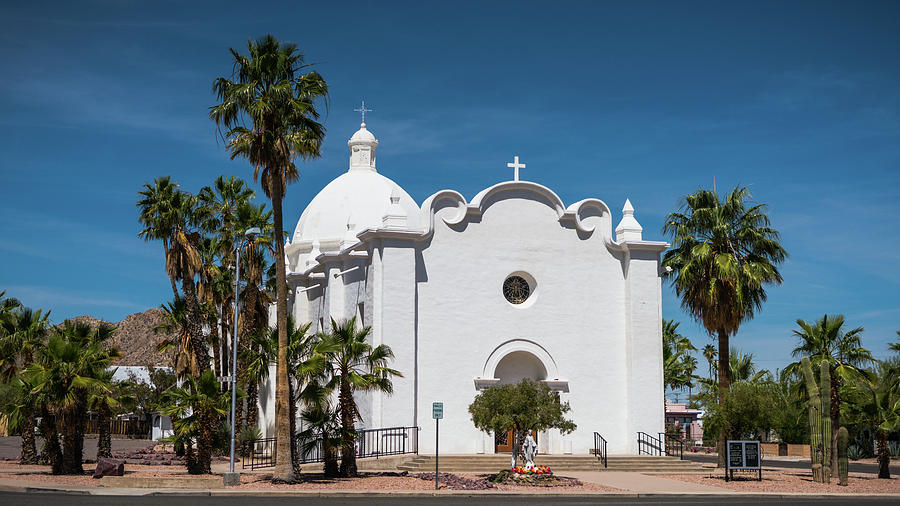 Catholic Church Palms Ajo Arizona Photograph by Lawrence S Richardson Jr