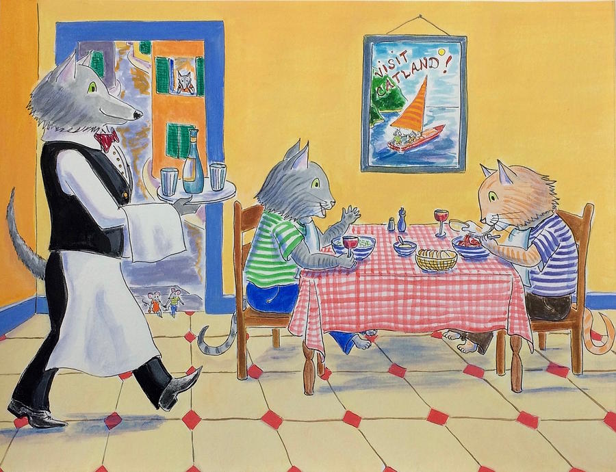 Cat Painting - Catland Cafe by Roxana Lehmann-Haupt