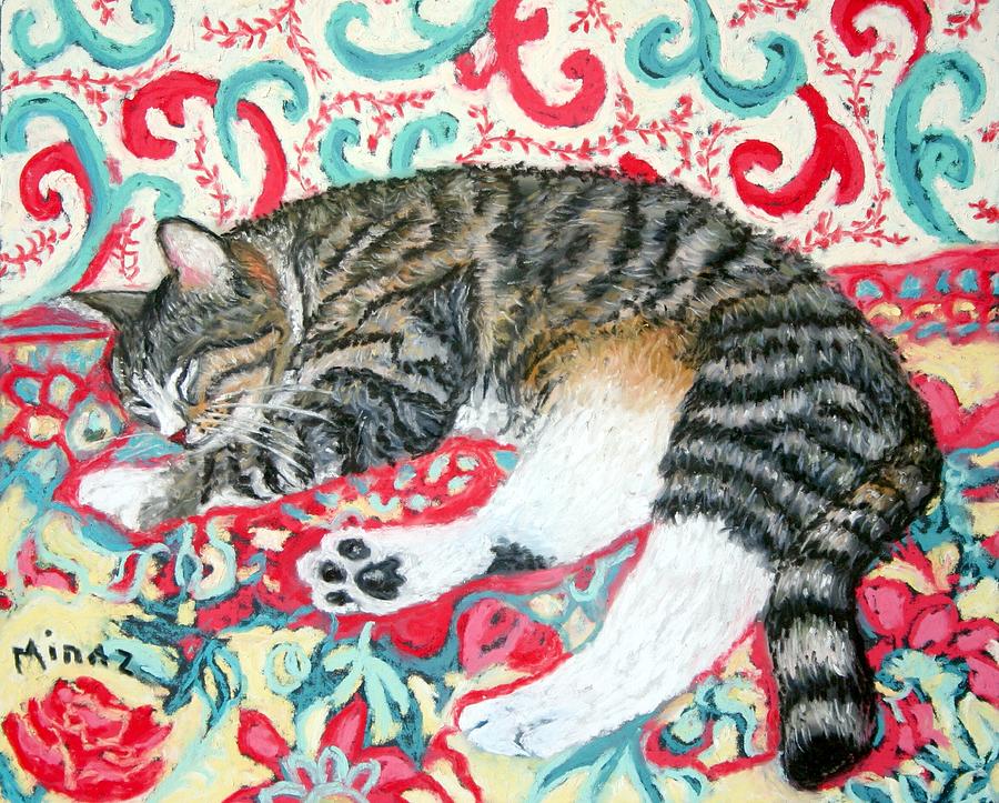 Cat Painting - Catnap Time by Minaz Jantz