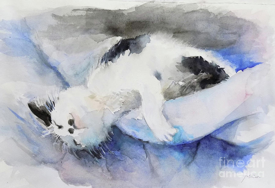 Catnap2-1 Painting by Yoshiko Mishina