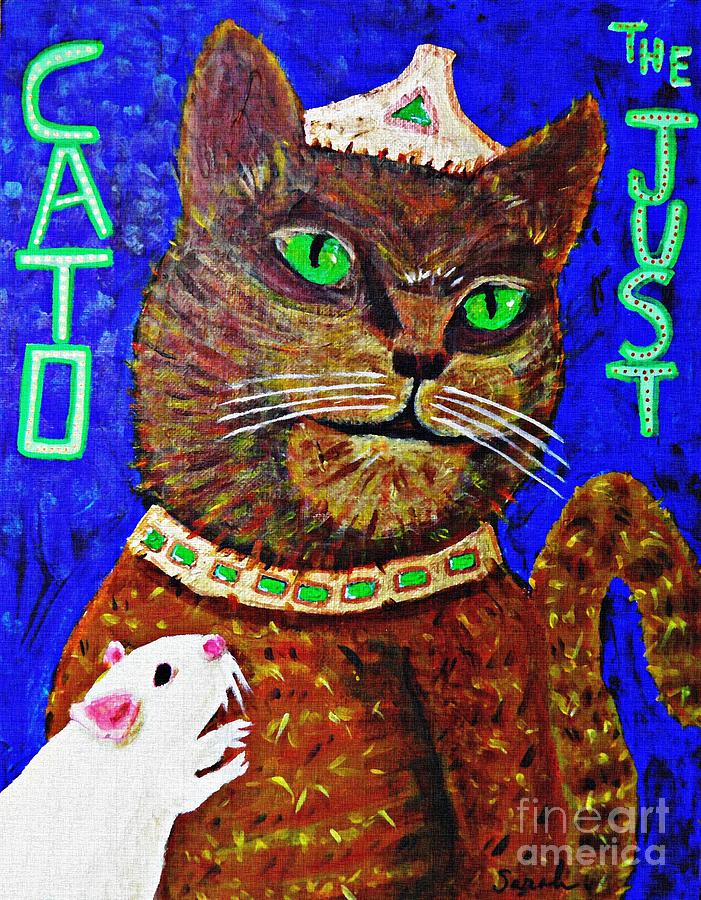 Cat Painting - Cato the Just and a Supplicant by Sarah Loft