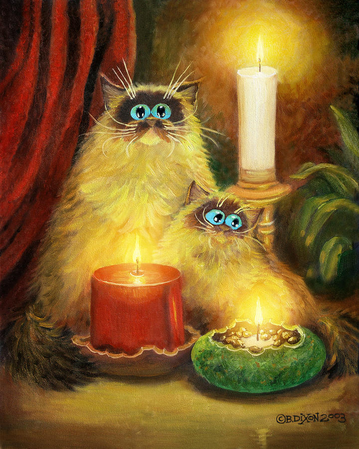 Cat Painting - Cats and Candles No. 1 by Baron Dixon