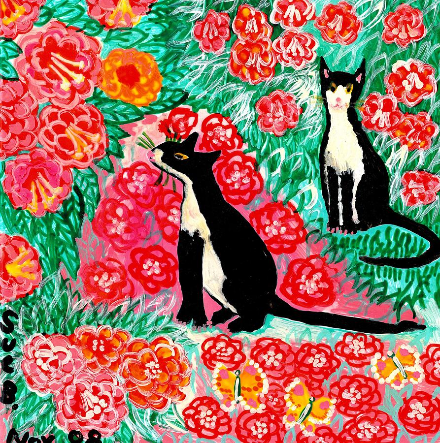 Cats and Roses Painting by Sushila Burgess - Fine Art America