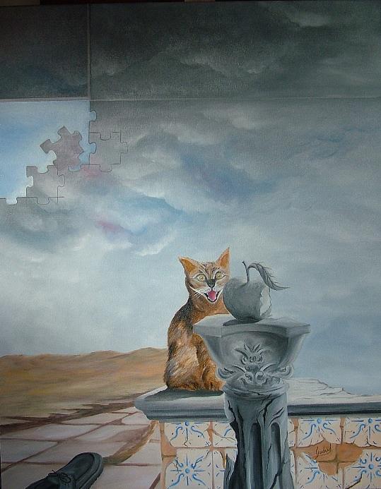 Surrealism Painting - Cats downtrodden by Carlos Godinho