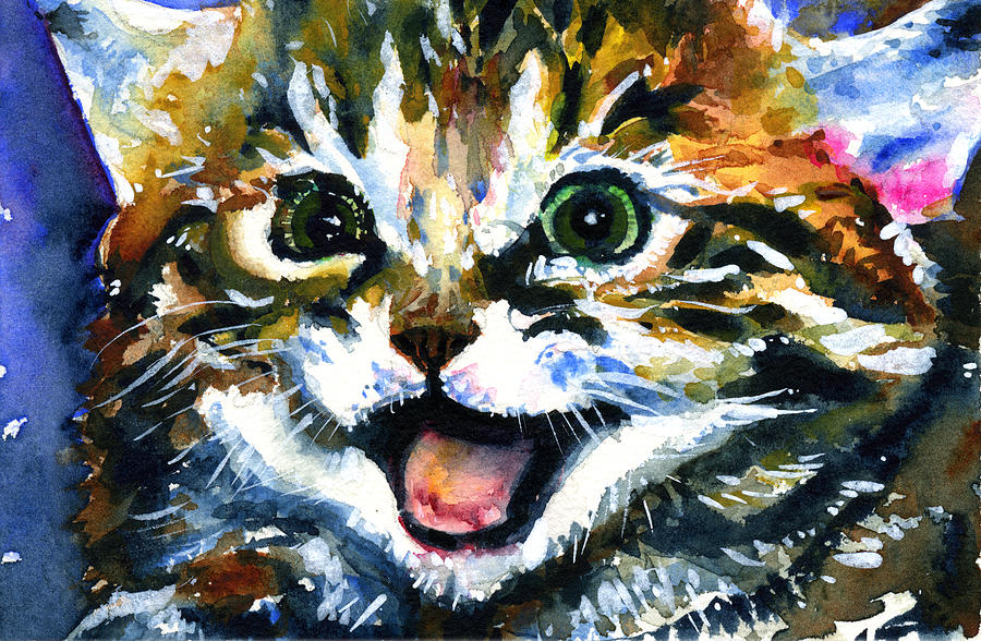 Cat Painting - Cats Eyes 15 by John D Benson