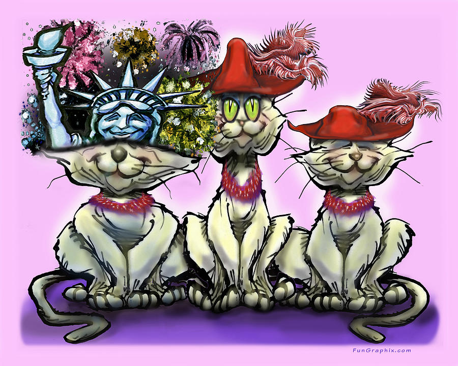 Cats in Crazy Hats Digital Art by Kevin Middleton