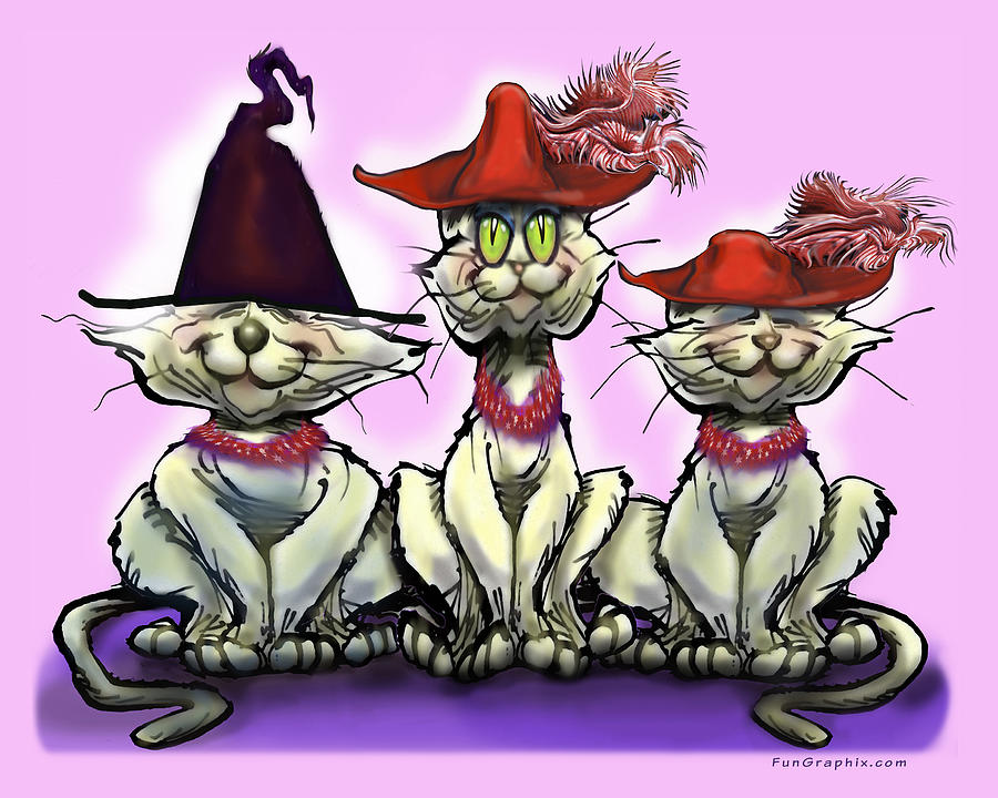 Cats in Fun Hats Digital Art by Kevin Middleton