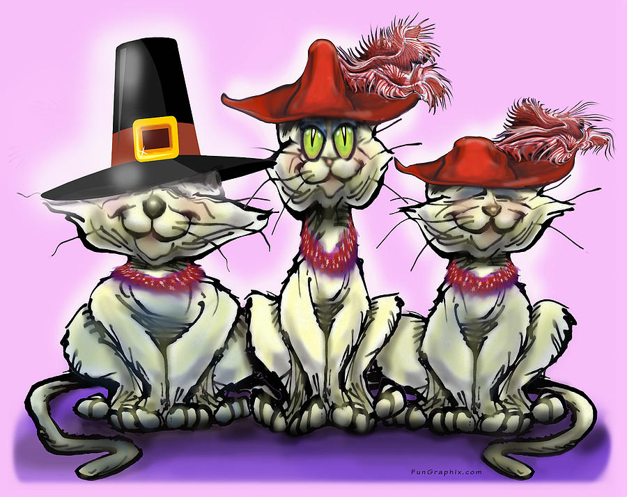 Cats in Party Hats Digital Art by Kevin Middleton